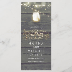 Mason Jar String Lights Rustic Wedding Programs