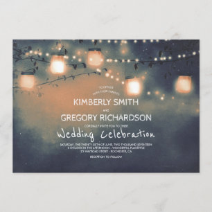 Mason Jar String Lights Starry Night Wedding Invitation