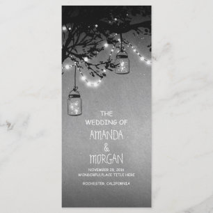 Mason Jar String Lights Tree Wedding Programs