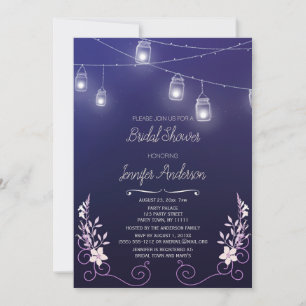 Mason Jar String Lights Vintage Floral Invitation