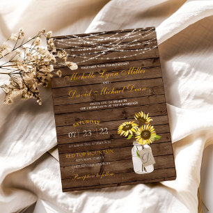 Mason Jar String Lights Wedding Invitation