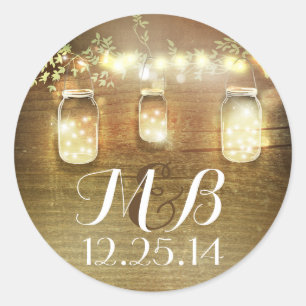 mason jar string lights wedding stickers