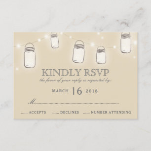 Mason Jar String lumières Blush rose mariage RSVP