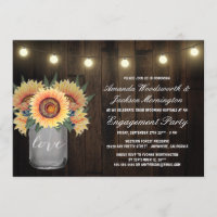 Mason Jar + Sunflower Engagement Party Invitations