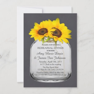 Mason jar sunflower rehearsal dinner sunflwr7 invitation