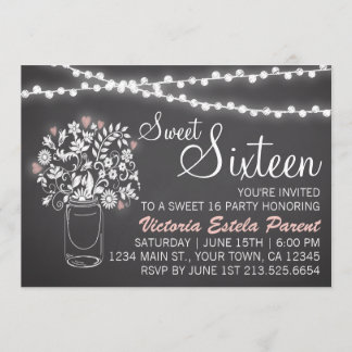 Mason Jar Sweet 16 Invitation