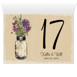 Mason Jar Table Number Cards DOUBLE SIDED