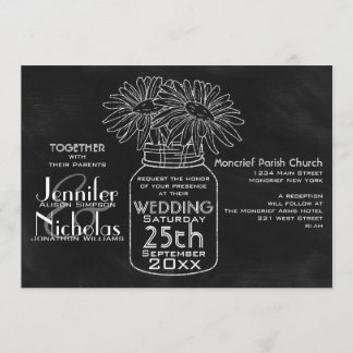 Mason Jar Typography Chalkboard Wedding Invitation