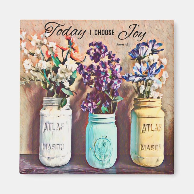 Mason Jar Vase Aujourd'hui je choisis Joy Magnet (Devant)