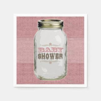 Mason Jar Vintage Look Pink Baby Shower Napkin