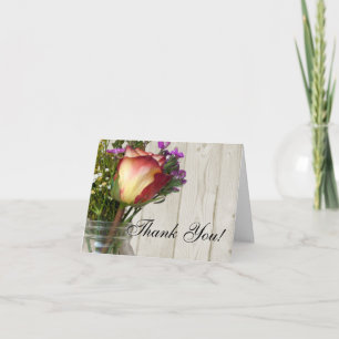 Mason Jar w/Rose and Wildflowers Thank You Card