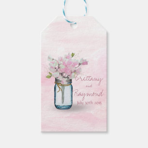 MASON JAR WATERCOLOR PINK SWEET PEAS GIFT TAGS