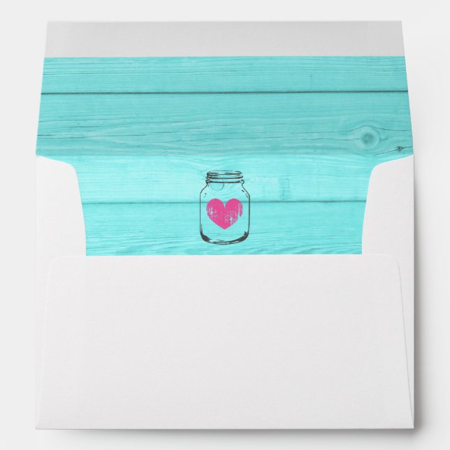 Mason jar wedding envelopes and rustic wood liner (Back (Bottom))