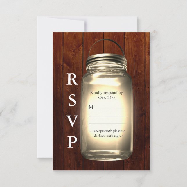 Mason Jar Wedding RSVP Card (Front)