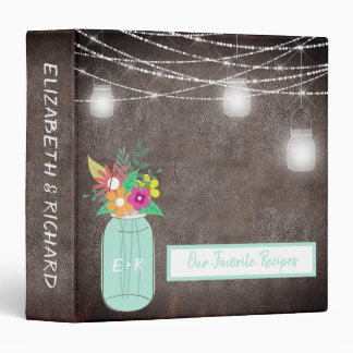 Mason Jar Wedding Rustic Leather Favourite Recipes Binder