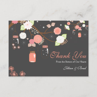 Mason Jar Wedding Thank You Card- Coral and Grey Card