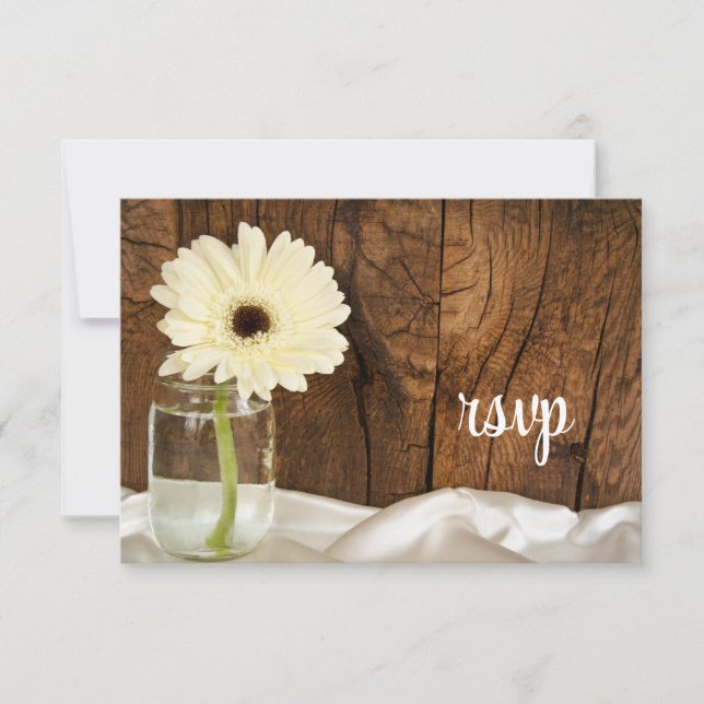 Mason Jar White Daisy Mariage campagnard carte RSV (Devant)
