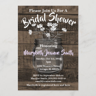 Mason Jar White Flowers Invitation