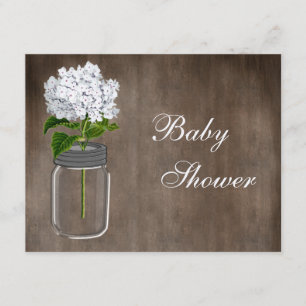 Mason Jar & White Hydrangea Rustic Baby Shower Invitation