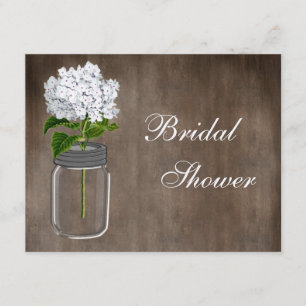 Mason Jar & White Hydrangea Rustic Bridal Shower Invitation