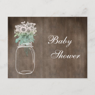 Mason Jar & Wild Flowers Rustic Baby Shower Invitation