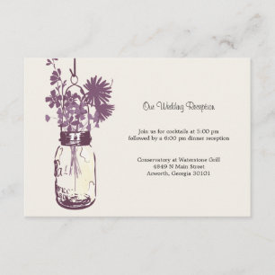 Mason Jar & Wildflower Wedding Reception Enclosure Card