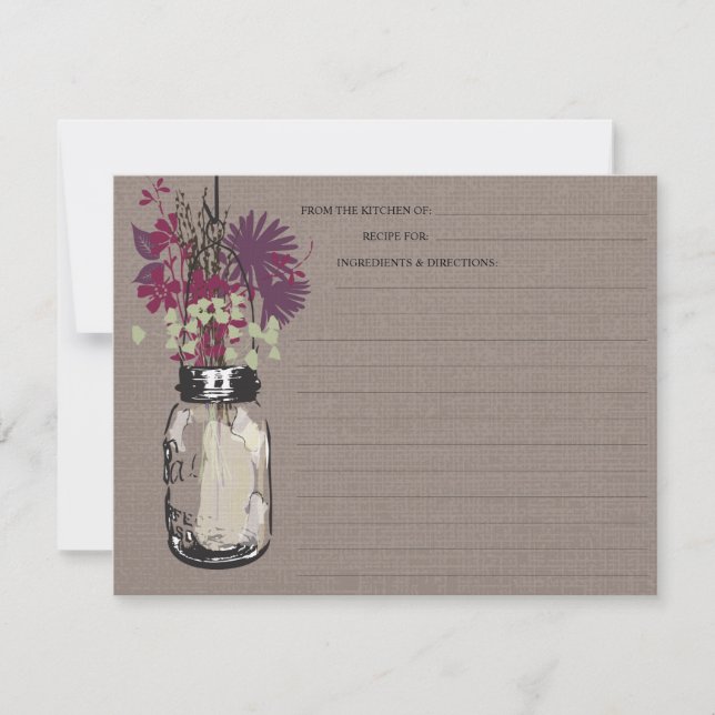 Mason Jar & Wildflowers Recipe Card (Front)