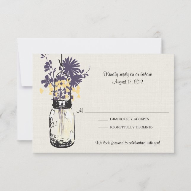 Mason Jar & Wildflowers RSVP Card (Front)