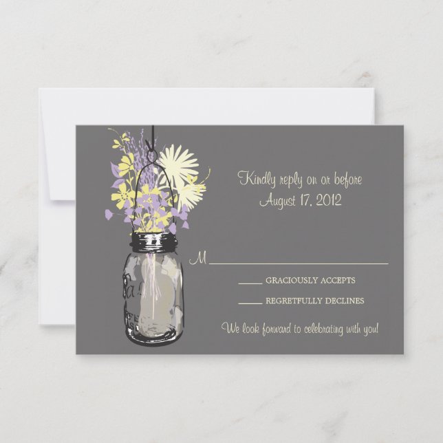 Mason Jar & Wildflowers RSVP Card (Front)