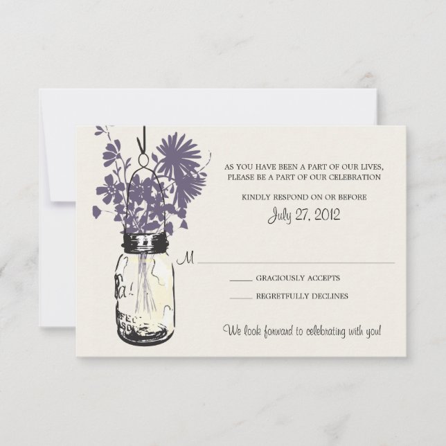 Mason Jar & Wildflowers RSVP Card (Front)