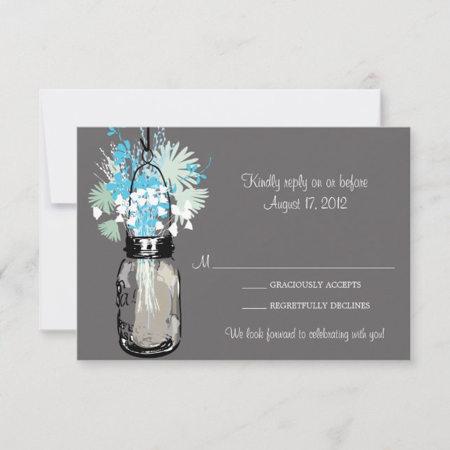 Mason Jar & Wildflowers RSVP Card (Front)
