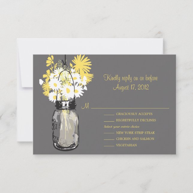 Mason Jar & Wildflowers RSVP & Menu Card (Front)