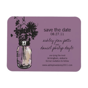 Mason Jar & Wildflowers Save the Date Magnet
