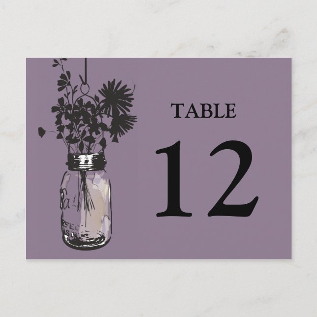 Mason Jar & Wildflowers Table Card (Front)