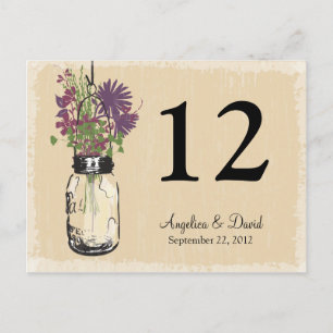 Mason Jar & Wildflowers Table Card