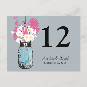 Mason Jar & Wildflowers Table Card
