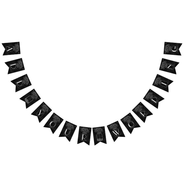 Mason Jar with Daisies on Chalkboard Wedding Bunting Flags (All)