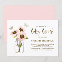 Mason Jar with Pink Sunflowers Baby Brunch