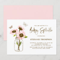 Mason Jar with Pink Sunflowers Baby Sprinkle