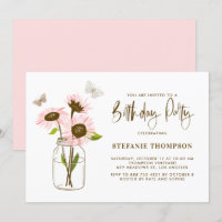 Mason Jar with Pink Sunflowers Birthday Party