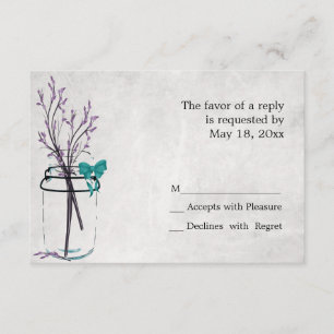 Mason Jar with Purple Branches - RSVP Cards