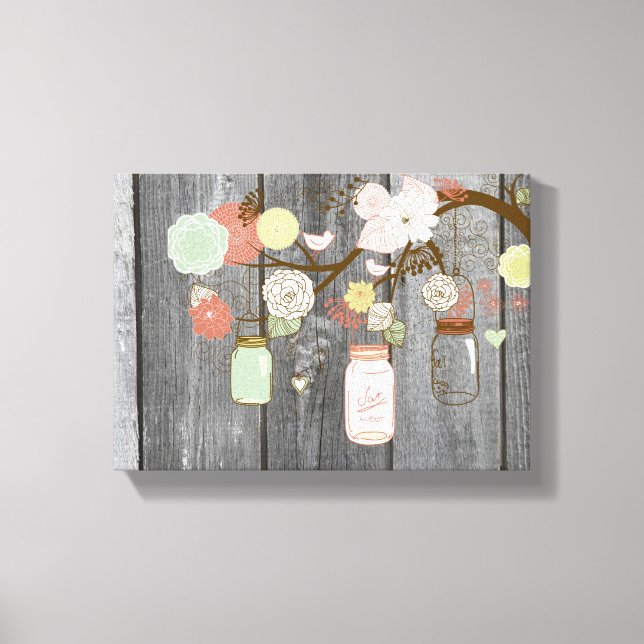 Mason Jars and Flowers Canvas Print (Front)