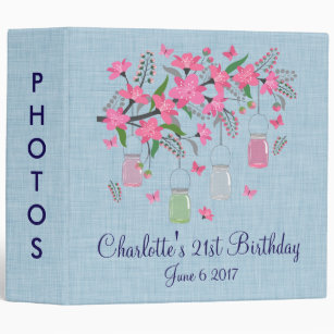 Mason Jars and Pretty Flowers Birthday Photo Album Binder