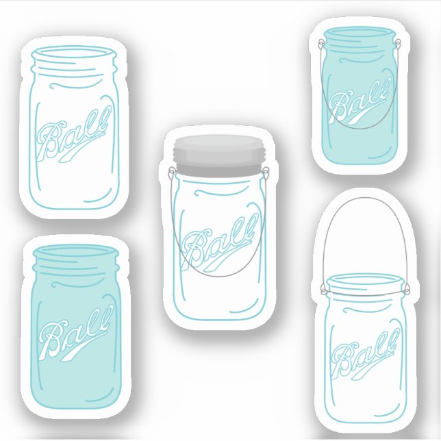 Mason Jars Custom Rustic Sticker Set Mariage (Devant)