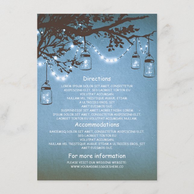 mason jars fireflies wedding information insert (Front)