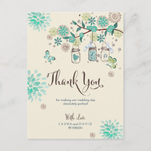 Mason Jars Garden Wedding Thank you Card