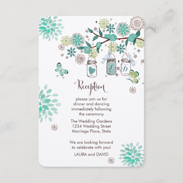Mason Jars Jardin Mariage Réception Carte de progr (Devant)