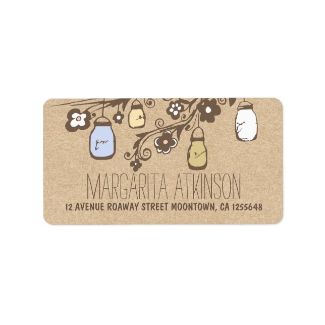 mason jars kraft rustique mariage étiquettes de ad (Devant)