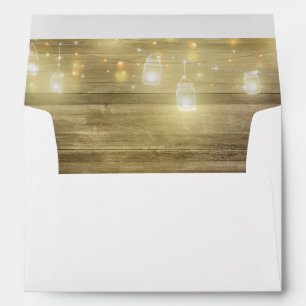 Mason Jars Lights and Wood Rustic Envelope