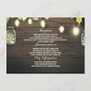 Mason Jars Lights Fall Wedding Guest Information Enclosure Card